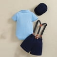thumbnail image 4 of Qabnzmfo Baby Boys Formal 3 Piece Outfit Bow Tie Bodysuit Suspender Shorts Hat Gentleman Birthday Party Clothes for Infant 3Months-2Years, 4 of 5