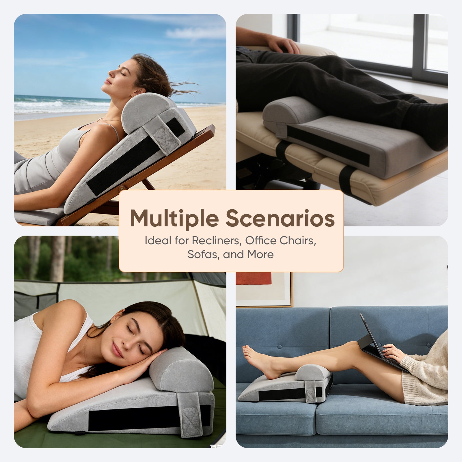 AMTPM Extra Large Recliner Leg Pillow, Adjustable Leg Rest Pillow with Detachable Support Pillow, Non-Slip Design for Recliners & Sofas