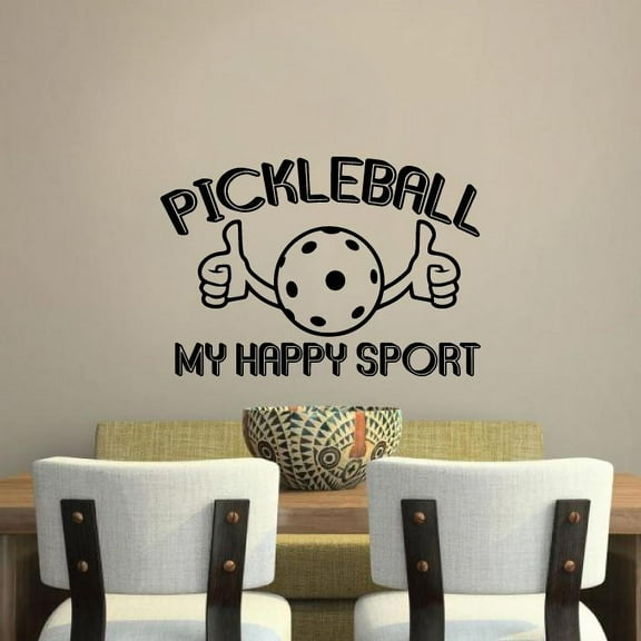Pickleball My Happy Sport - Life Quotes Pickleball Sport Silhouette Vinyl Wall Sticker Art Decal Sports Living Room Garage Design Bedroom Pickleball Sports Wall Sticker Vinyl Size (24x40 inch)