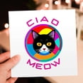 3drose, Ciao, Meow Pink Text. Black Cat Face Inside the Colorful Round ...