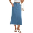 thumbnail image 4 of INSPIRE CHIC Women's Denim Skirt Maxi A Line High Waisted Raw Hem Casual Jean Skirt 2XL Sky Blue, 4 of 6