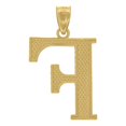 thumbnail image 2 of Auriga 10k Yellow Gold Diamond-cut Initial Letter F Charm Pendant for Women, 2 of 4