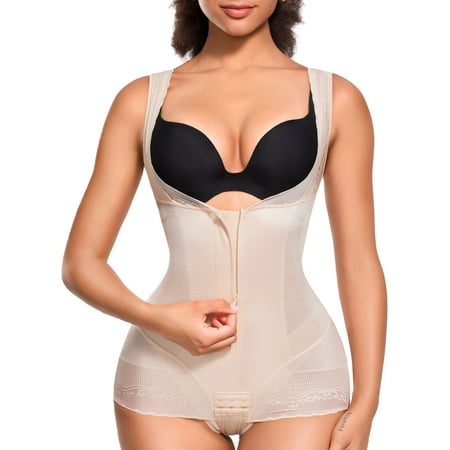 

CtriLady Shapewear Bodysuit for Women Open Bust Hi-Waist Trainer Corset Tummy Control Body Shaper Lace Butt Lifter Slim Panty(Beige Large)