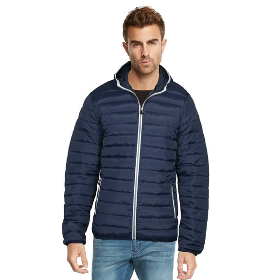 9 Crowns Men's Vinton Puffer Zip Up Hooded Jacket