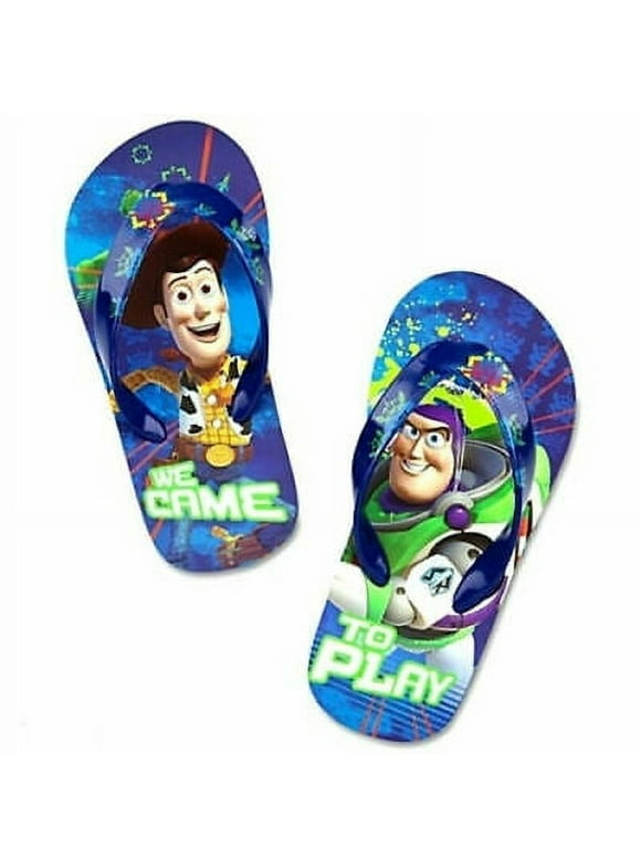Disney Store Toy Story Woody Buzz Flip Flops Sandals Shoes Boy Size 9/10