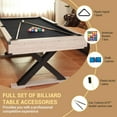 thumbnail image 6 of M optimized 7 FT Pool Table, Billiard Table with 2 Cue Sticks, Billiard Balls, Cues, Cleaning Brush, X-Legs, Rustic Grey, 84"L x 46.5"W x 32.7"H, 6 of 6