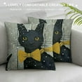 thumbnail image 3 of PHYHOO Pillow Covers Rustic Grey Wood Grain Background with Black Cat Decorative Throw Pillow Cover Quote Saying Pillow Case Cushion Cover  Linen Outdoor Pillowslips (Meow) White, 3 of 5