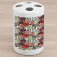 thumbnail image 1 of Floral Ceramic Toothbrush Holder, Hand Drawn Foxglove Hydrangea Primrose and Hyacinth Summer Foliage Romantic Design, Decorative Versatile Countertop for Bathroom, 4.5" X 2.7", Multicolor, 1 of 4