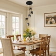 thumbnail image 4 of Black and Gold Dining Room Light Fixture 5-Light Modern Smoked Glass Clsuter Chandelier Black Industrial Kitchen Island Pendant Lights 14.6'' Farmhouse Chandeliers for Dining Room, 4 of 8