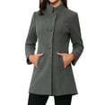 thumbnail image 1 of Abrigo de mujer Inspire Chic de longitud media, con cuello alto, de un solo botón, abrigo de invierno, gris claro, talla XL, 1 of 6