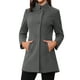 thumbnail image 1 of Abrigo de mujer INSPIRE CHIC de longitud media con cuello alto, de un solo botón, abrigo de invierno, gris claro, talla XS, 1 of 6