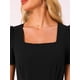 thumbnail image 5 of INSPIRAR CHIC Mono de Trabajo para Mujeres Elegante Cuello Cuadrado Manga Corta Abullonada Suelto Pierna Ancha Romper L Negro, 5 of 6