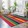 thumbnail image 3 of Area Rugs 2.7'x5', Mexican Style Carpet Runner Indoor Outdoor Rugs Home Decor Aesthetic, Colorful Mexico Stripes Green Red Non Slip Mats Washable Accent Rug for Living Room Bedroom, 3 of 8