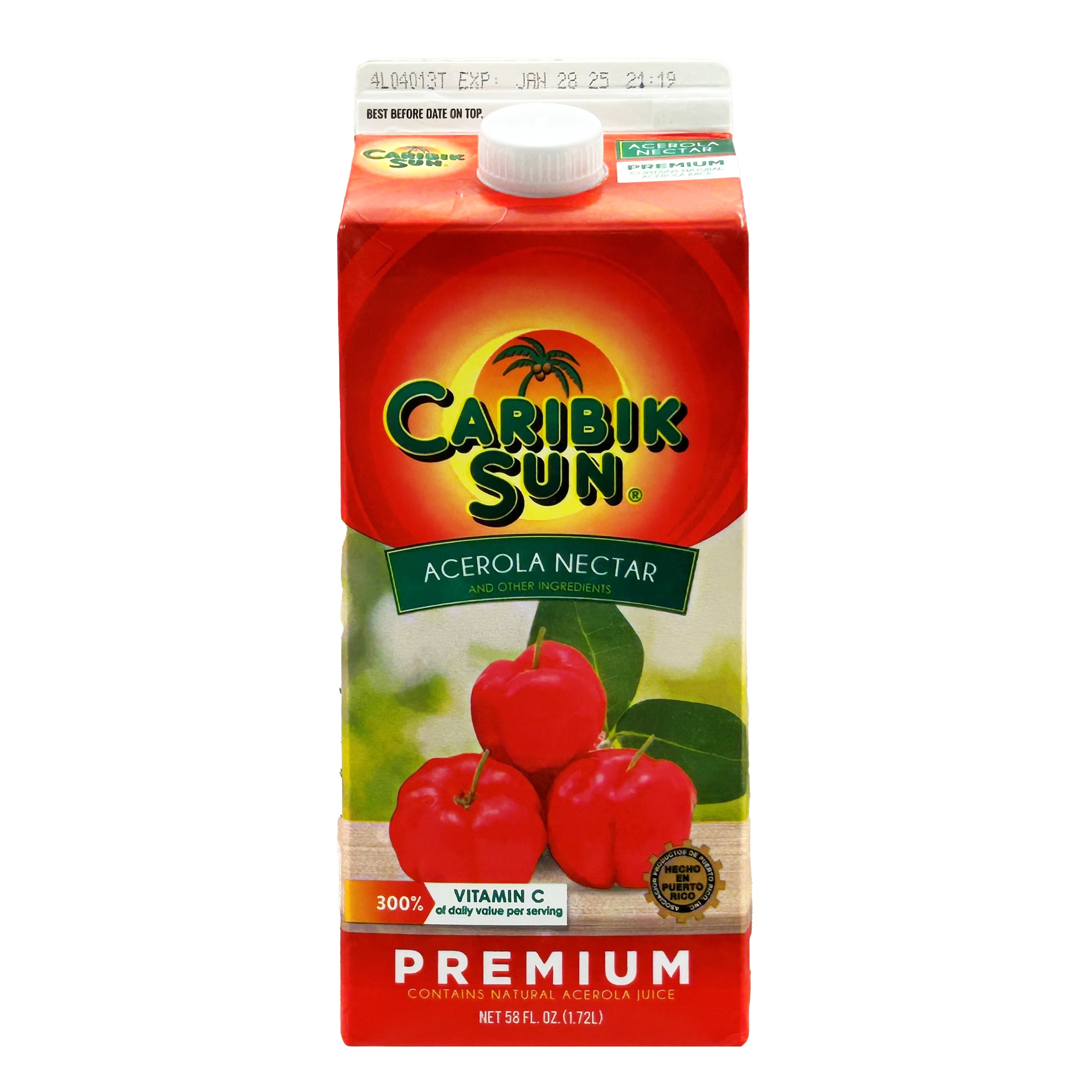 Caribik Sun Acerola Nectar Premium, 300% Vitamin C, 58 fl oz, Fruit Refrigerated Juice