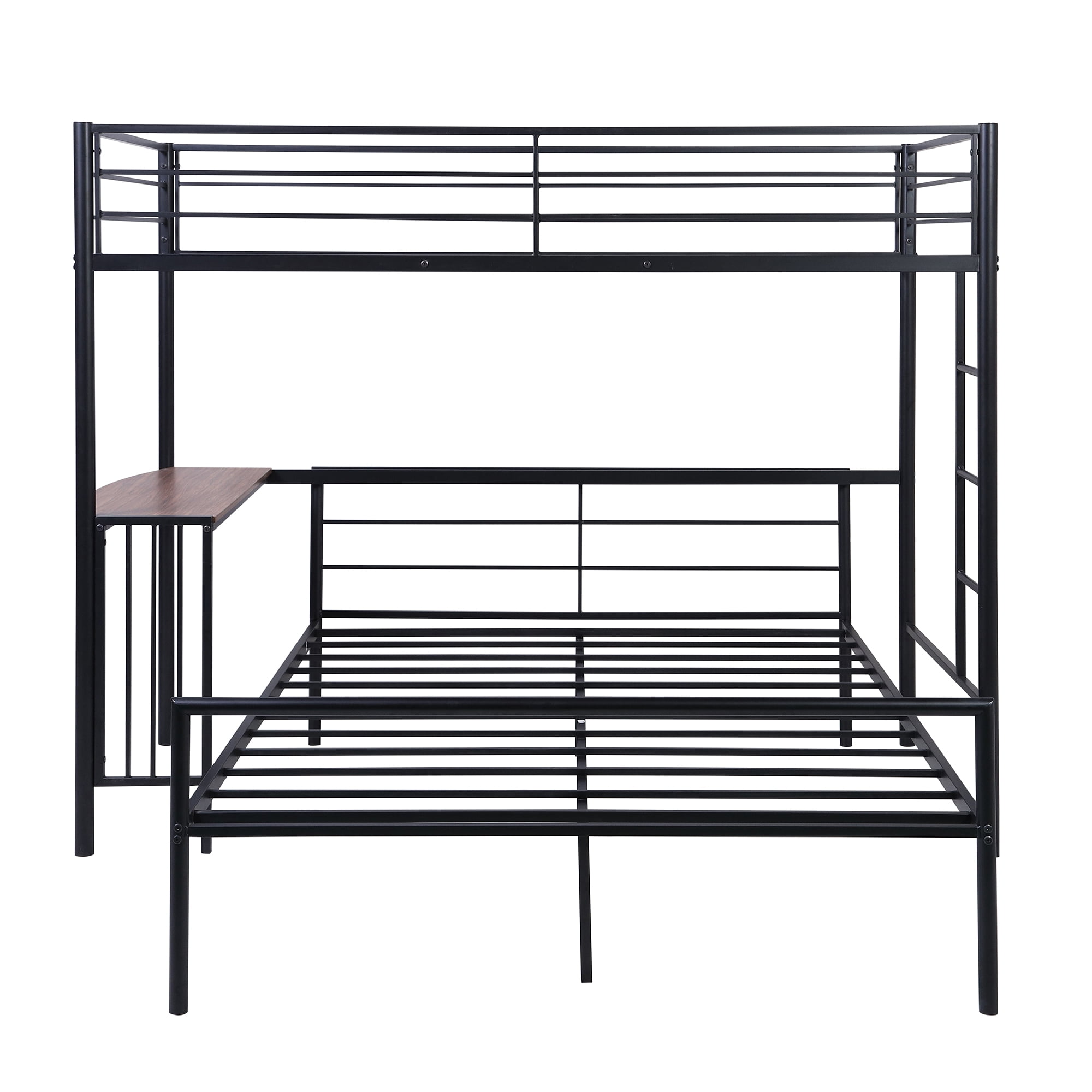 Kepooman Twin Over Full Metal Bunk Bed with Desk & Ladder for Bedroom Dorm, 78"L x 41"W x 65"H, Black Kepooman Twin Over Full Metal Bunk Bed with Desk & Ladder for Bedroom Dorm, 78"L x 41"W x 65"H, Black