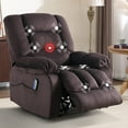 thumbnail image 1 of Bonzy Home Fauteuil Inclinable Manuel Surdimensionné avec Massage, Chauffage, Canapé Inclinable Surdimensionné avec Poches Latérales, pour Salon, Chambre, Brun Foncé, 1 of 7