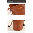 thumbnail image 4 of Genuine Leather Women's Crossbody Bag, Mini Bucket Bag, Solid Color Casual Shoulder Bag, Adjustable Shoulder Strap, Drawstring Closure, Unlined Edge - Adjustable Shoulder Strap, 4 of 14