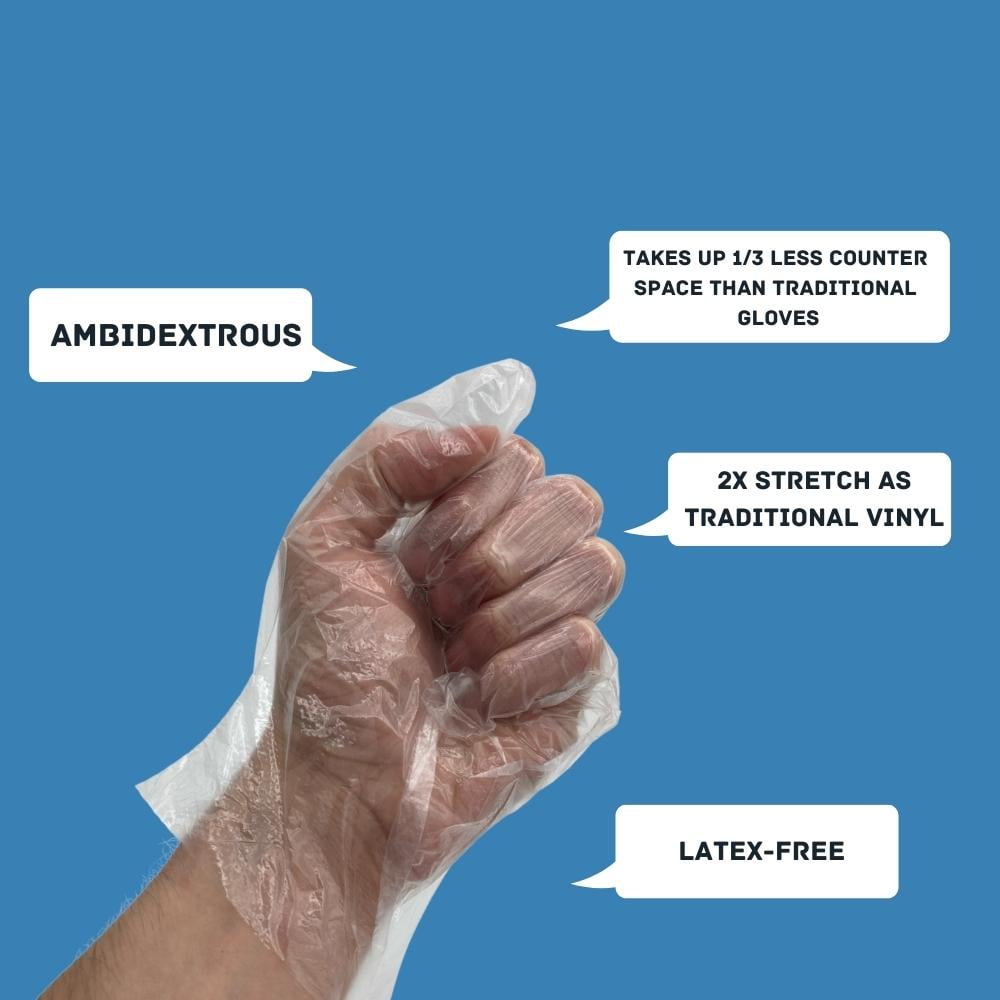 SSBM (HDPE) Food Service Poly Gloves Clear X-Large 1.5 Mil 20000 Pcs for Schools, Hospitality Industries, Cleaning, Party Dining