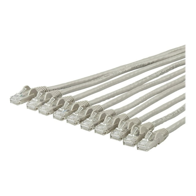 StarTech.com CAT6 Cable - 10 Pack - 10 ft Gray Ethernet Cord - Snagless - ETL - Patch cable - RJ-45 (M) to RJ-45 (M) - 10 ft - UTP - CAT 6 - molded, snagless - gray (pack of 10)