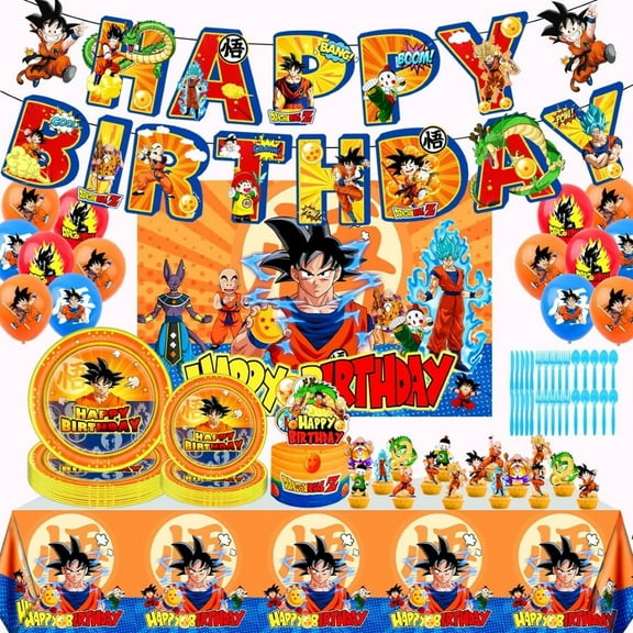Birthday Party Decoration Dragon Ball Theme Party Decoration Party Decoration Set Party Decoration Supplies Balloons, Banner, Tablecover, Plates, Tableware