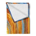thumbnail image 2 of Fractal Soft Flannel Fleece Blanket, Hippie Style Vortex Spiral Rotary Colorful Chaotic Unusual Turning Contrast Design, Cozy Plush for Indoor and Outdoor Use, 50" x 60", Orange Blue, by Ambesonne, 2 of 5