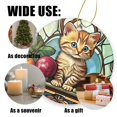 thumbnail image 3 of Funny Christmas Ornament,Stained Glass Of Adorable Kitten Sitting On The Table With Fruits,Xmas Round Ceramic Pendant, 3 of 6