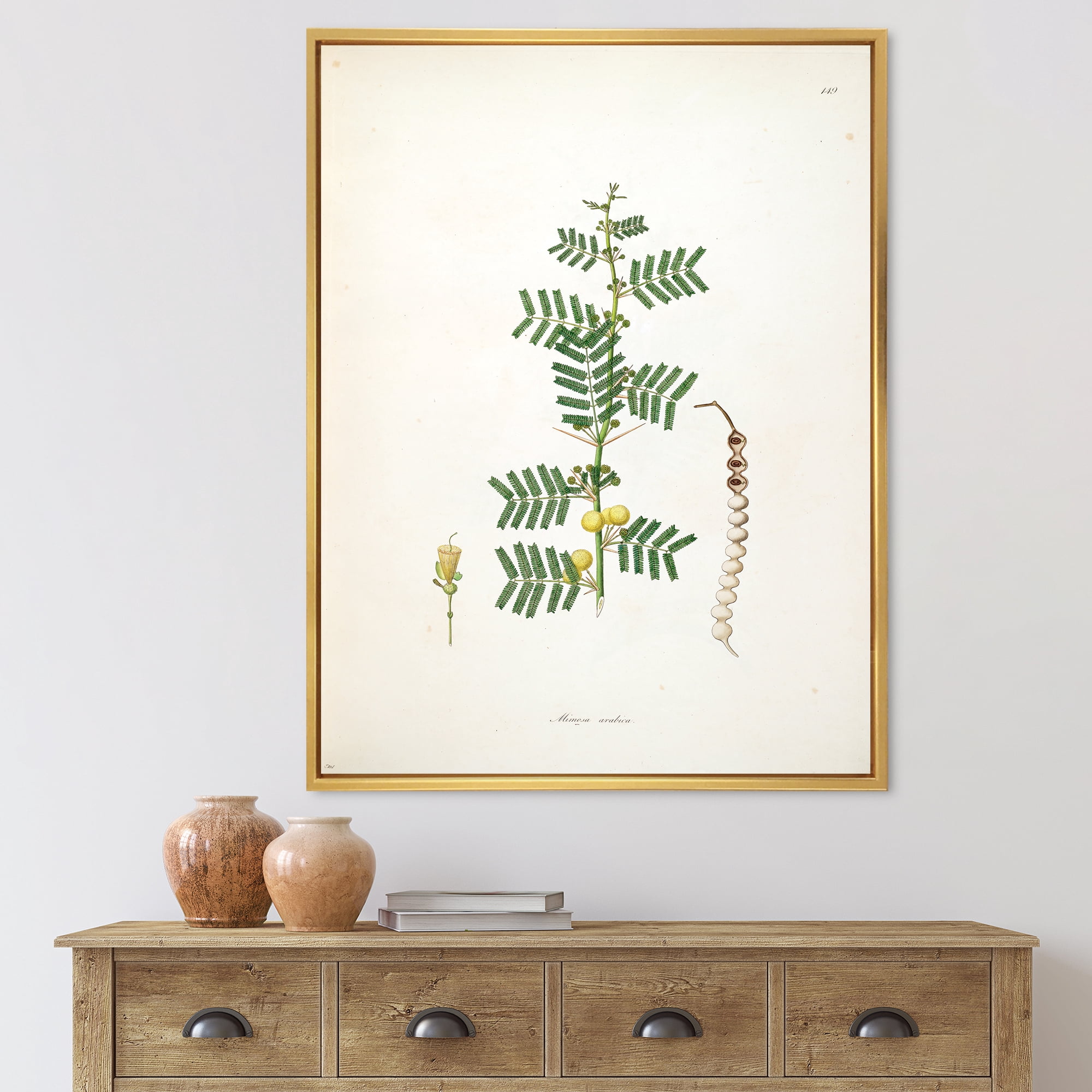 Designart 'Ancient Blossoming Flower III' Farmhouse Framed Canvas Wall Art Print