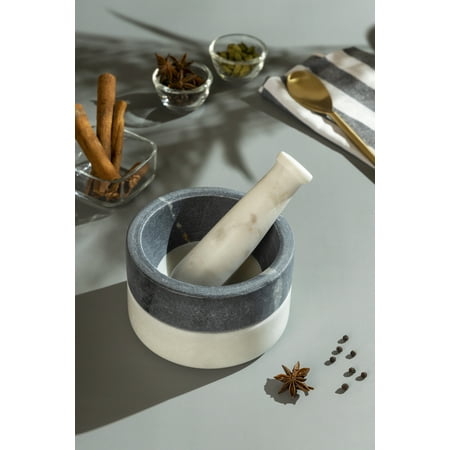 

GAURI KOHLI Kismet Marble Mortar Pestle - White & Gray