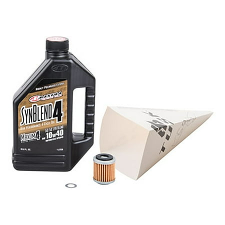 4-Stroke Oil Change Kit Maxima Synthetic Blend 10W-40 Compatible With Kawasaki KX450 X 2021