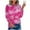 Hot Pink Long Sleeve Round-Neck Blouses Shirts for Women, variant on Stylish Womens Loose Thin Sweatshirts Boat Neck Shirts Thermal Comfy Loose Fit Casual Tunic Blouse Workout 3/4 Sleeve Womens Tops Gradient Tie Dye Print Tees Clothing Red 10