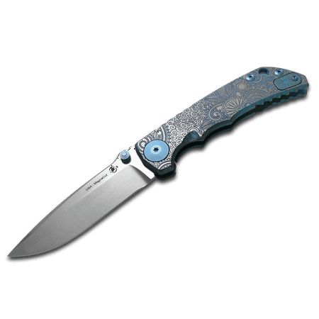 SPARTAN BLADES Harsey Folder SF5 Blue Paisley Titanium CPM MagnaCut Pocket Knife