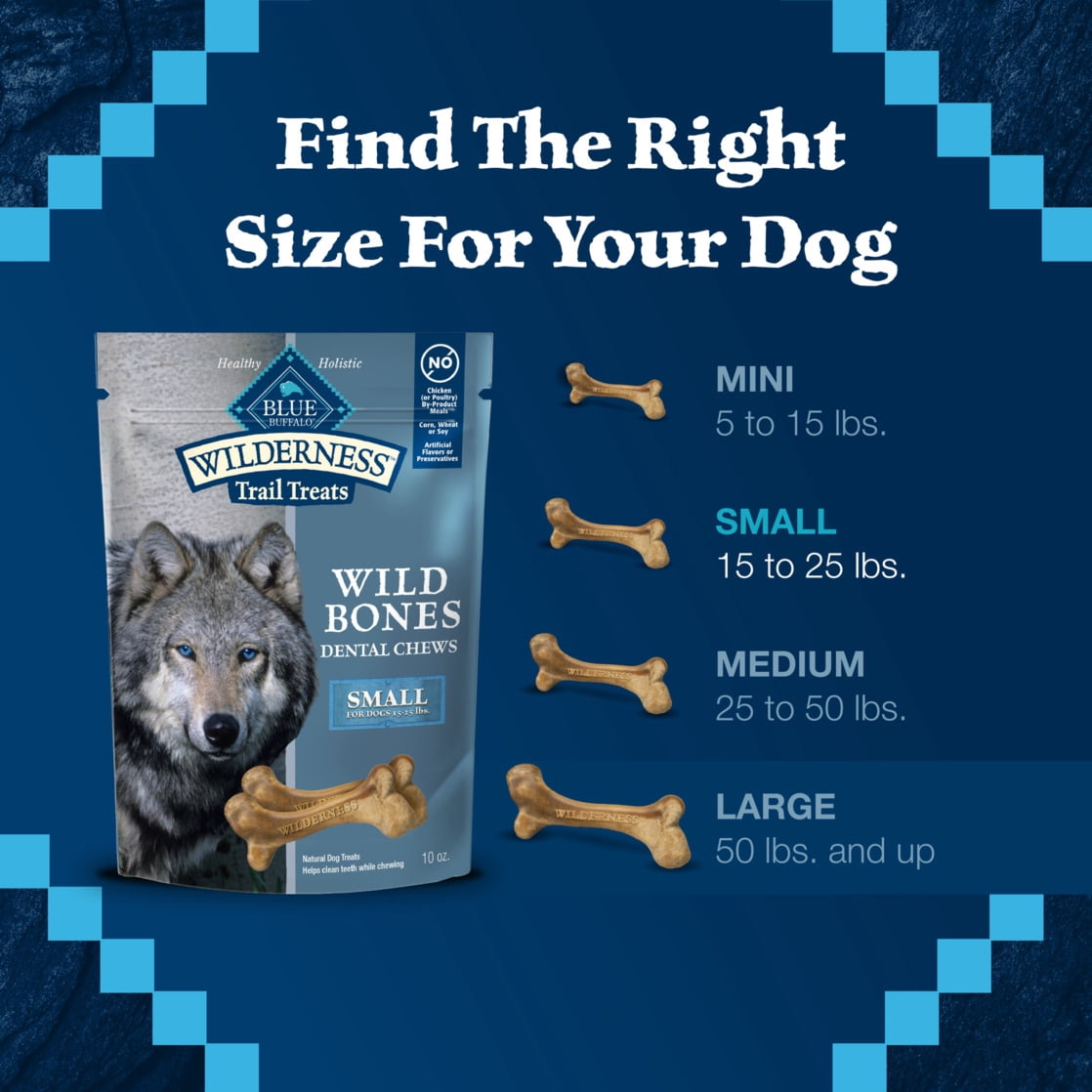 Blue Buffalo Wilderness Wild Bones Dental Chews Dog Treats, Small, 10-oz Bag