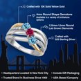 thumbnail image 2 of Gem Stone King 925 Silver and 10K Yellow Gold Swiss Blue Topaz and Red Created Ruby and Lab Grown Diamond Engagement Ring for Women | 1.11 Cttw | Round 4MM | November Birthstone | Size 8, 2 of 6