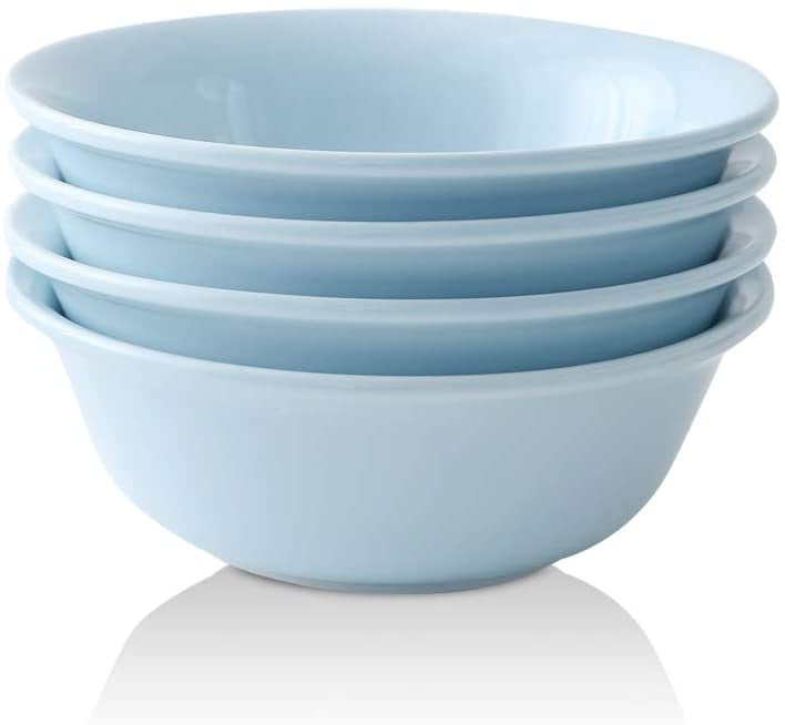 Retro Dot Series Set of 4 Baby Blue Fruit 18 oz Soup Bowls Wide Serving Bowl Set Ceramic Cereal Bowls for Oatmeal Noodle Joyroom Porcelain Cereal Bowl Set