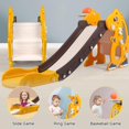 thumbnail image 4 of Tobogán para niños pequeños de 1 a 3 años, tobogán de plástico para interiores, tobogán para exteriores, juego de escalada con aro de baloncesto y juego de anillos (unicornio blanco), 4 of 8