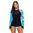 thumbnail image 2 of Traje De Baño De Manga Larga Para Mujer, Traje De Baño De Bloque De Color, Traje De Baño Estampado De Cuello Redondo Suave A La Moda Guardurnaity OD016131-17, 2 of 5