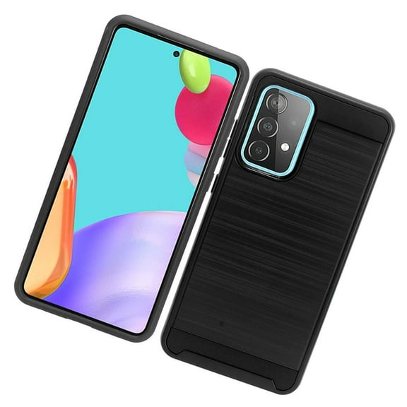 Case for Samsung Galaxy A52 5G Brushed Texture Slim Hybrid Shockproof Dual Layer Hard PC & TPU Armor Rugged Protective Cover for Galaxy A52 by Xcell - Black
