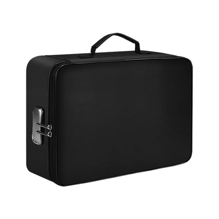

1PC Document Organizer Box Lockable Upgraded Heat Insulated Box Portable Home Collapsible Travel Document Holder File Storage Boxs with Inserts Bags and Zipper