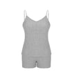 thumbnail image 5 of JSKUMAR Women's 2 Piece Sets Knit Strap Tank Top Shorts Casual Pajama Set Soft Comfortable Lounge Trendy Suit (Gray,XL), 5 of 8