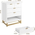 thumbnail image 3 of Commode Blanche pour Chambre, Commode 5 Tiroirs avec Grand Rangement, Organisateur de Coffre Moderne avec Pattes en Métal, Commode pour Chambre, Salon, Entrée, 3 of 7