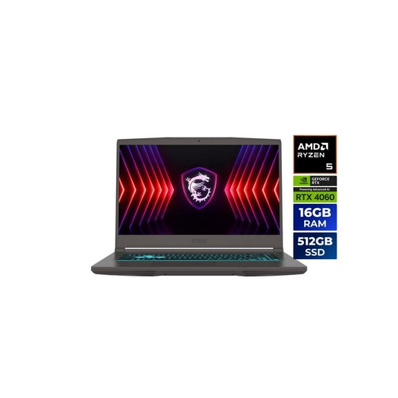 (New without box) MSI Thin 15.6 inch FHD 144Hz Gaming Laptop AMD Ryzen 5 7535HS NVIDIA GeForce RTX 4060 - 16GB DDR5 512GB SSD Gray (2025)
