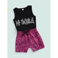 thumbnail image 3 of Franhais Toddler Baby Boys Casual Suit, Letter Printed Sleeveless Tops+Geometric Printed Short Pants, 3 of 8