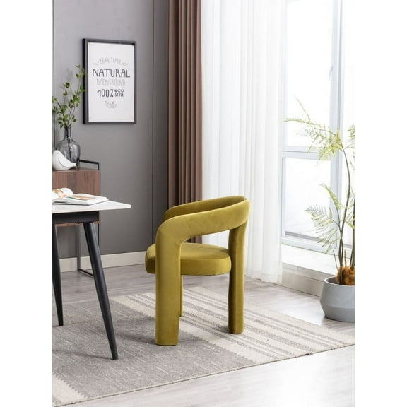 Contemporary Designed Velvet Fabric Upholstered Accent/Dining Chair /Barrel Side Chairs Kitchen Armchair for Living Room set of 2 (Olive Velvet)