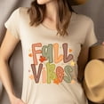 thumbnail image 4 of Fall Vibes Shirt | Cute Retro Autumn Leaves Tee | Cozy Fall Graphic T-Shirt, Maroon, Size 3XL, 4 of 6