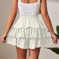 thumbnail image 5 of larppty Women's Multi-Layered Ruffle Skort with Beaded Drawstring - High Waisted Flowy Mini Skort for Country Concert, Golf, Tennis, Teen Girls & Casual Wear（White， L）, 5 of 6