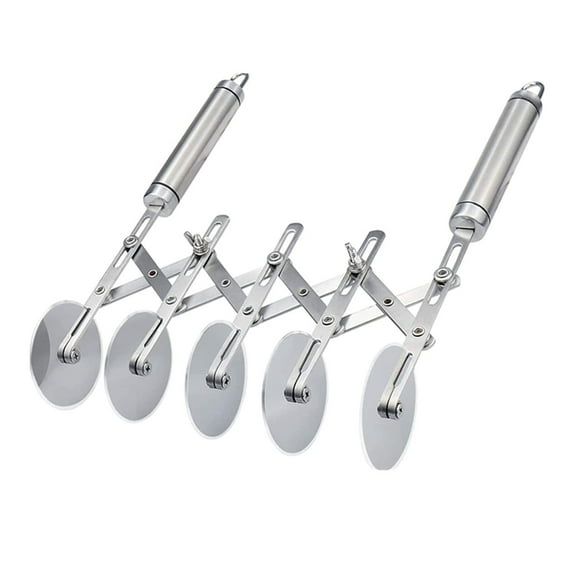5 Wheel Pastry Cutter Stainless Pizza Slicer Multi-Round Dough Cutter Roller Cookie Pastry Knife Divider with Handle