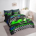 thumbnail image 3 of jejeloiu Speed Sport Car 7-Piece Twin Bedding Sets,Extreme Racing Game Bedding Comforter Set,Black White Green Sheet Sets For Kids,Microfiber Bedroom Decor Reversible, 3 of 8