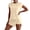 Beige, variant on Casual Workout Sets for Women Summer 2 Piece Outfit Sets Round Neck Short Sleeve Matching Lined Split Athletic Skorts Loose Soft Comfort for Sports Leisure and Daily Wear Beige S