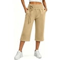 thumbnail image 6 of Capri Pants for Women Solid Color Loose Wide Leg Jogger Pants Elastic Double Drawstring Waist Button Cuff Thick Warm Fleece Stretch Breathable Casual Street Daily Walking Shopping Outdoor, 6 of 7