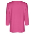 thumbnail image 4 of Htigea Women's Buttons Henley Shirts Solid 3/4 Sleeve Crew Neck Tshirts Casual Comfy Daily Tees Loose Fit Pullover Tunic Top Hot Pink,XL, 4 of 5